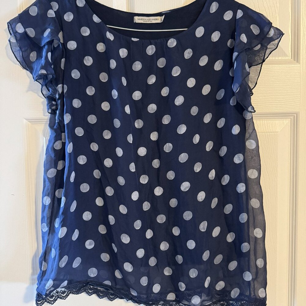Blue / White Blouse Size Small Vanessa Alexandra